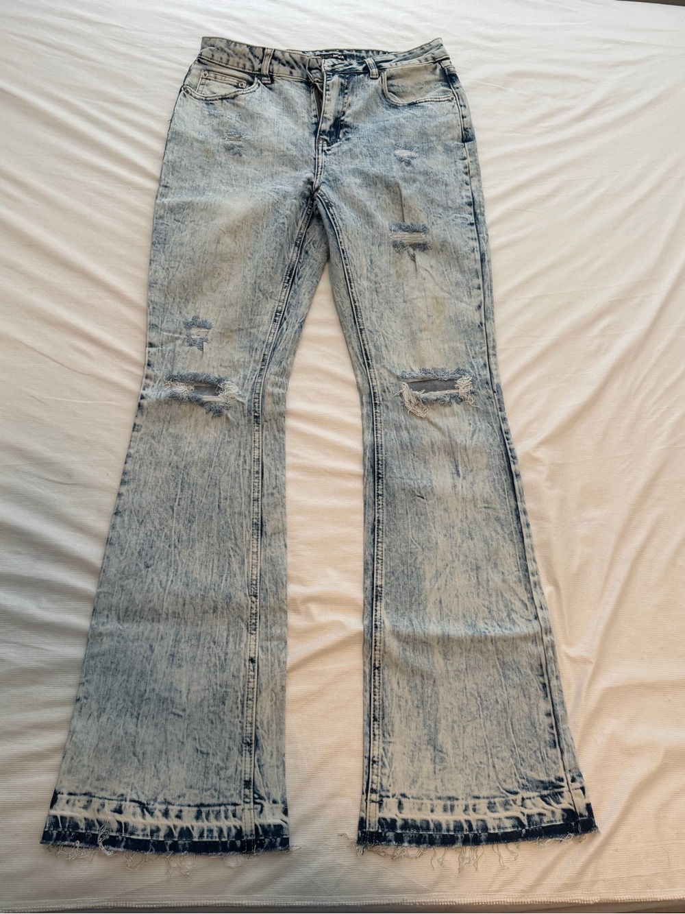 Fashion Nova Light Blue “Acid Wash” Style Flare Jeans